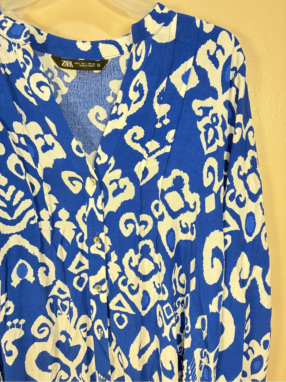 Zara Button Front Tiered Printed Tunic Dress - Picture 3 of 10